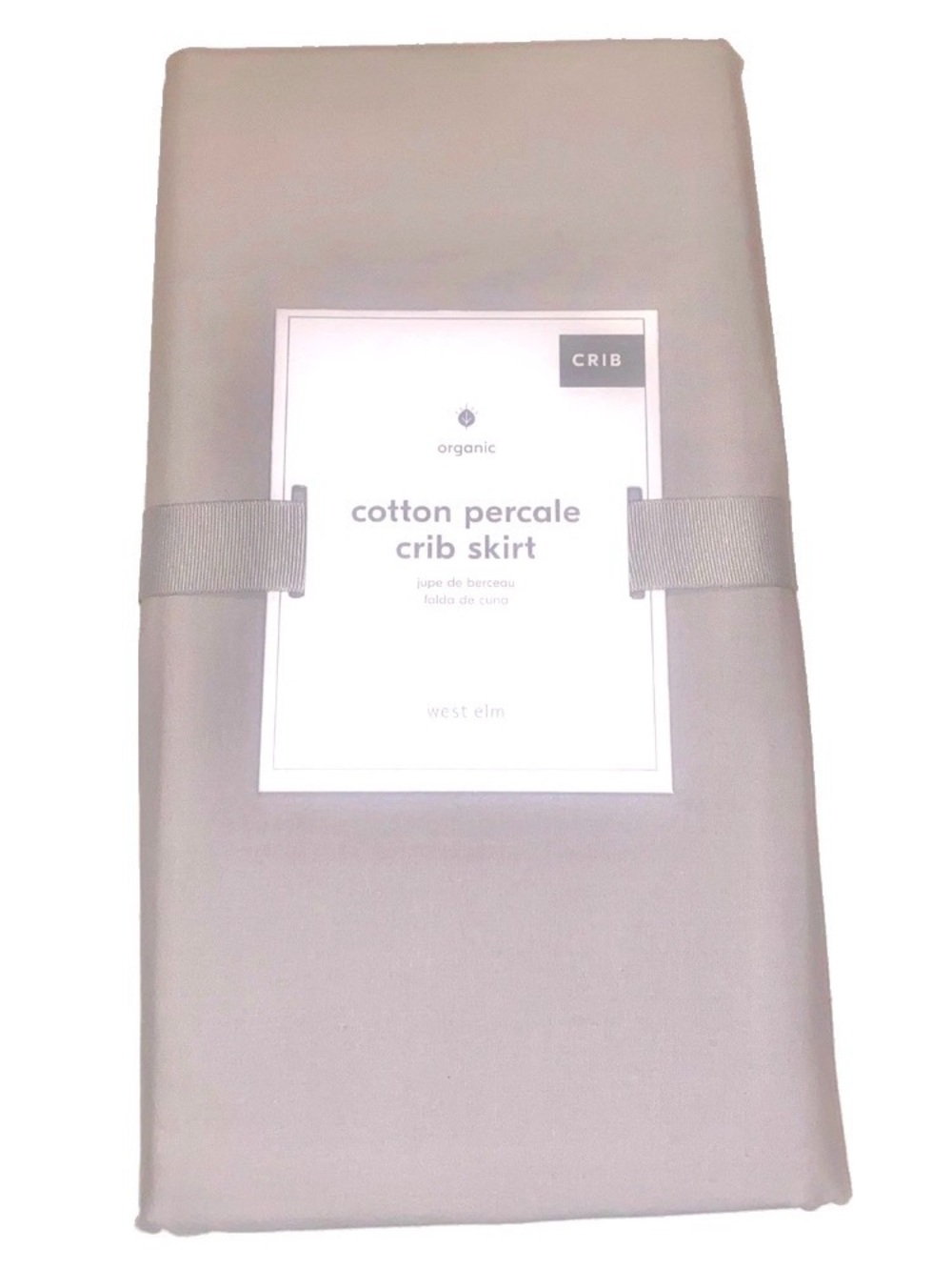 West Elm Organic Cotton Percale Crib Skirt Gray 27.5 in. x 51.5 inx x 9.5 in.